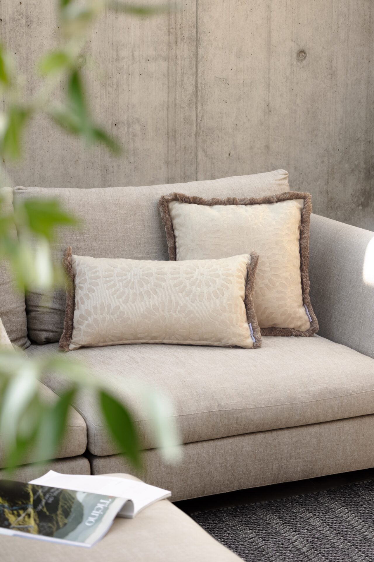 Coussin d'extérieur « Morcote » – généreux, fait main et résistant aux intempéries - 50x50cm