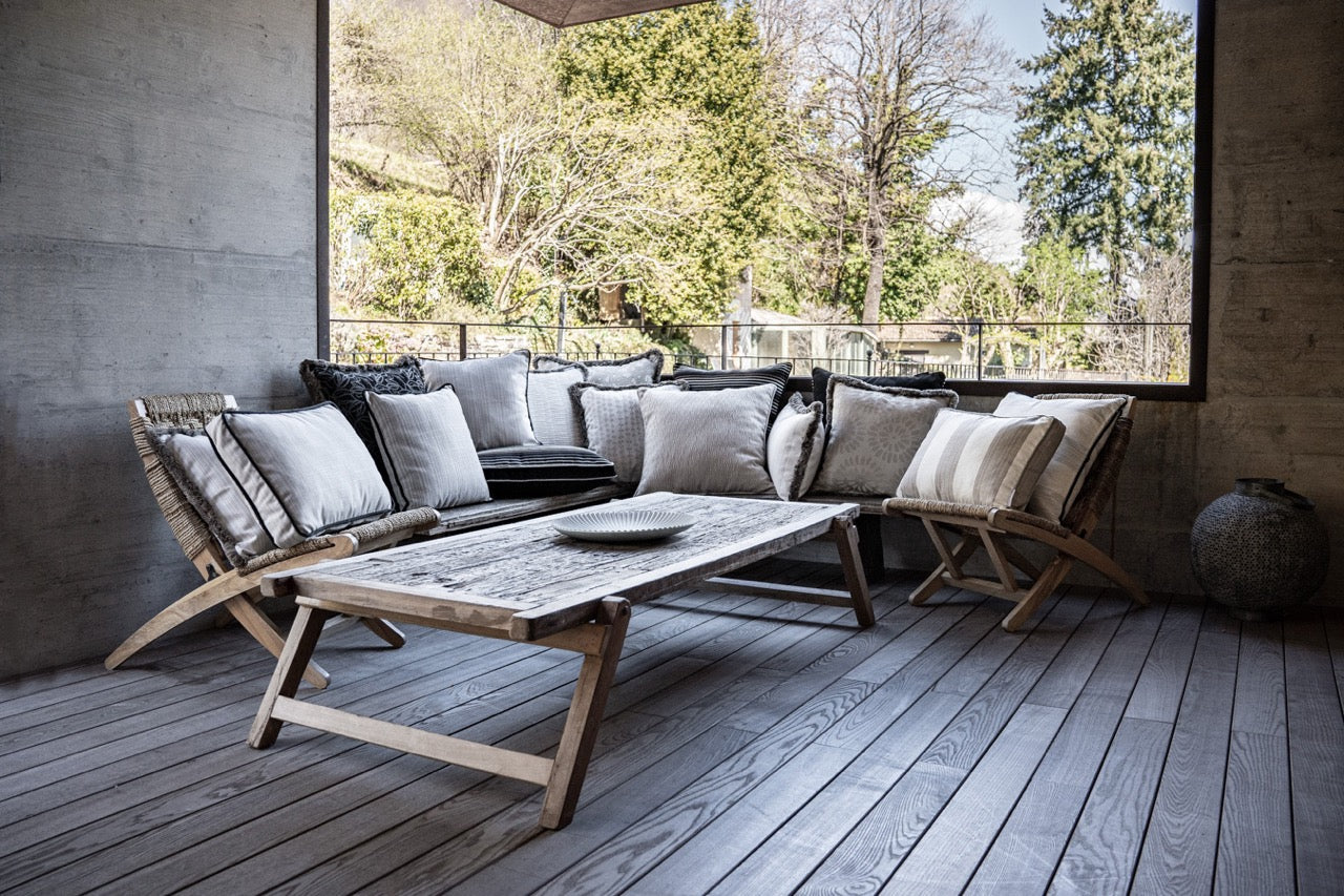 Martin Gabriel – Ticino Kollektion Outdoor-Kissen in Beige-, Sand- und Schwarztönen