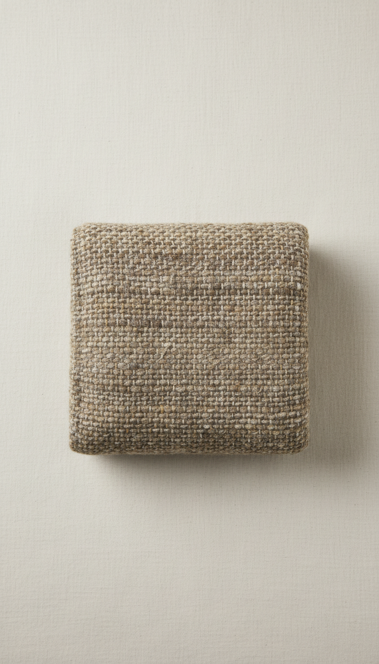 Handgewebter Wollwurf in Taupe