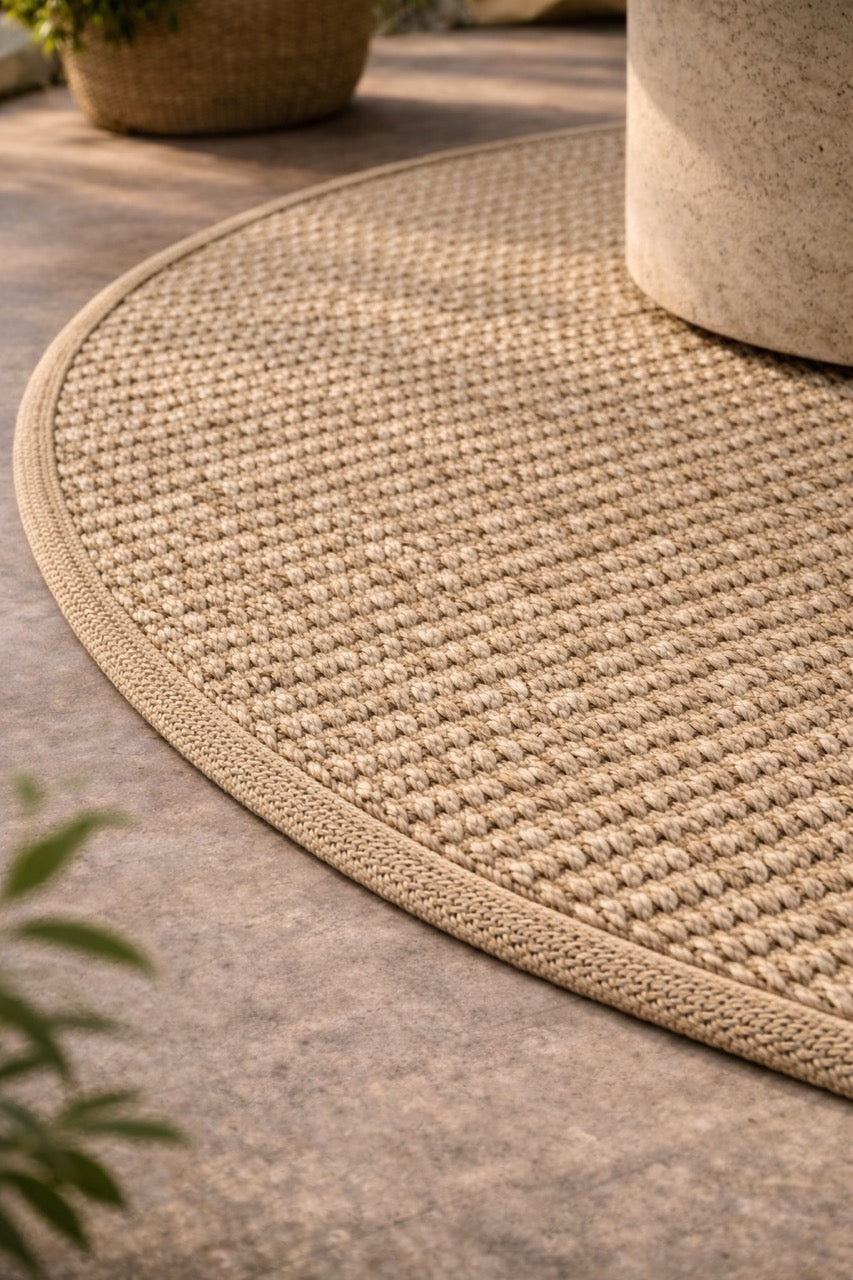 Detailansicht Outdoor Teppich martin gabriel mit struktur uin taupe 