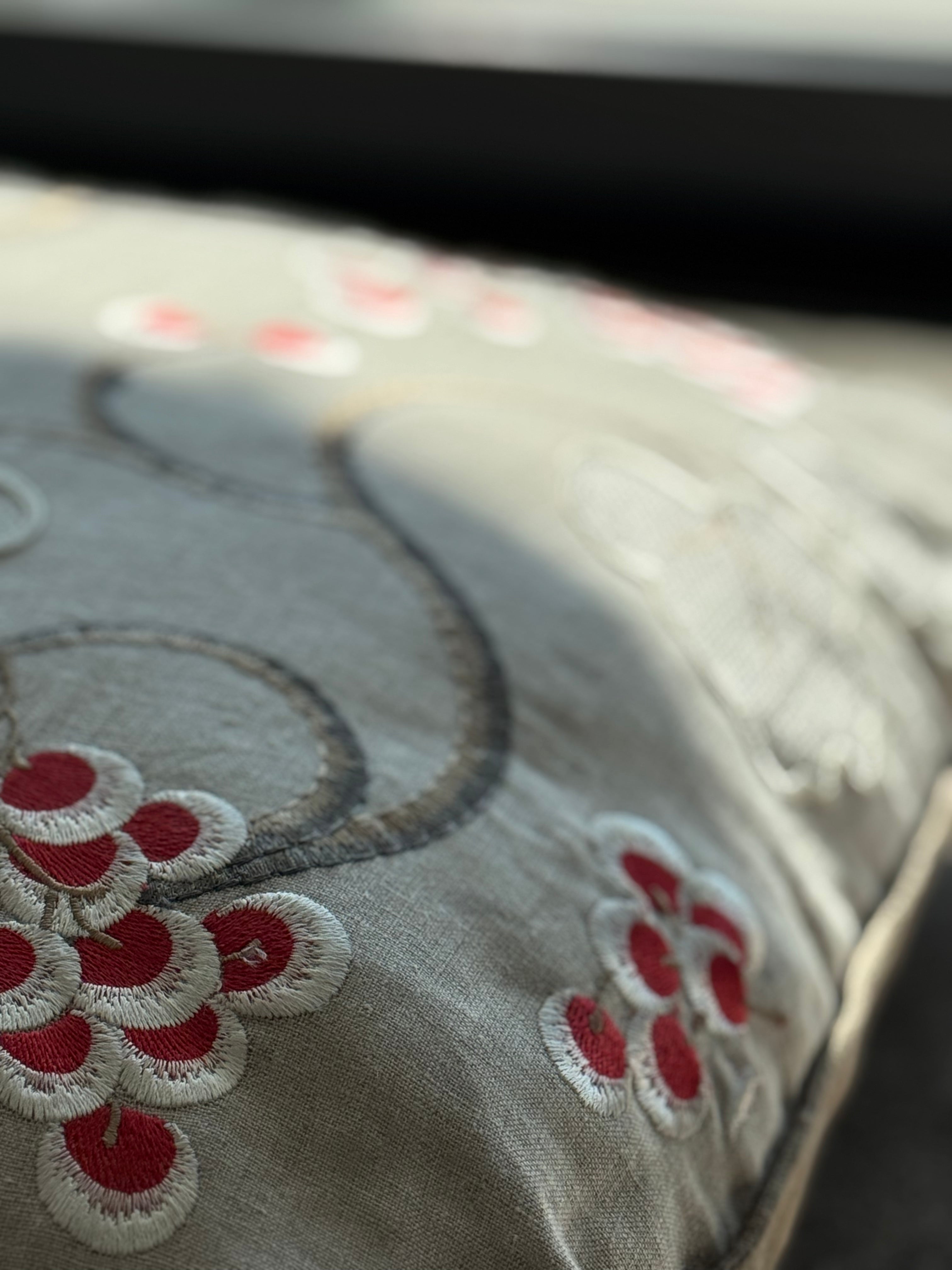 “Leaf &amp; Berry” – embroidered linen cushion · Limited Edition · Martin Gabriel
