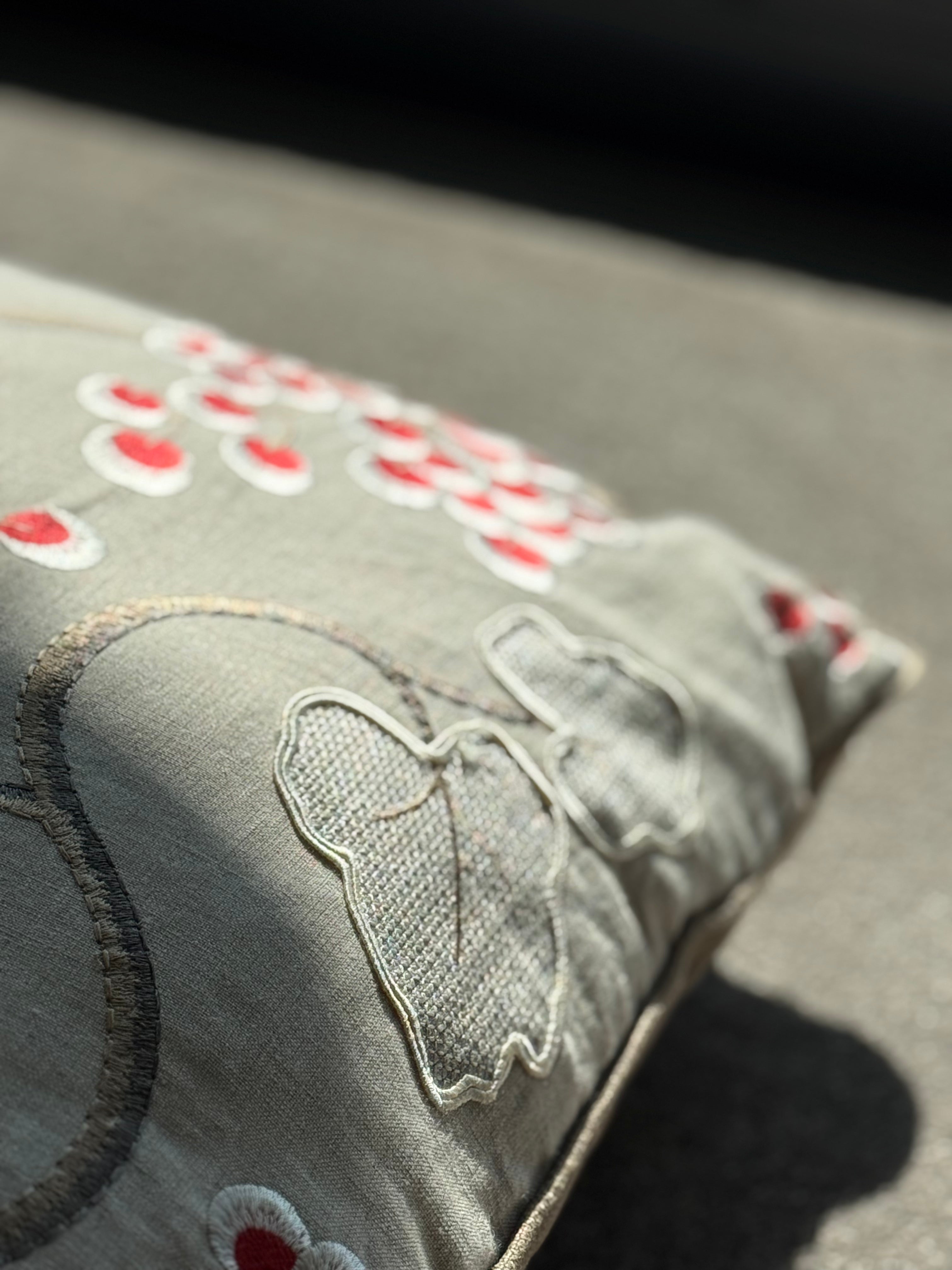 “Leaf &amp; Berry” – embroidered linen cushion · Limited Edition · Martin Gabriel