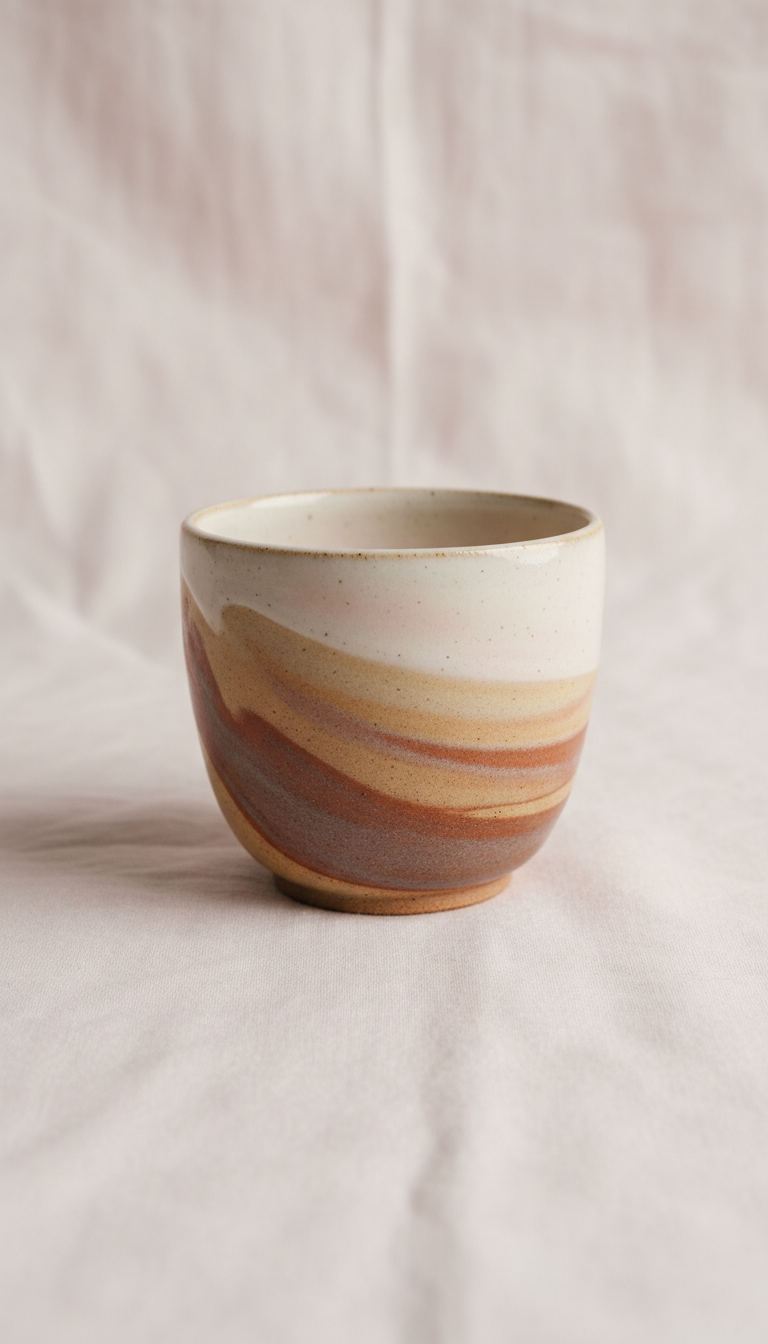Handgefertigte Keramiktasse, naturbelassen